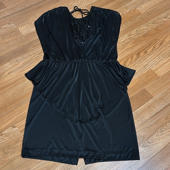 Vintage 1980’s Diamond’s Run sleeveless black sequin peplum midi dress Size 9/10 - Picture 10 of 17